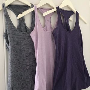 Lululemon racerback tank: Grey/white thin stripe